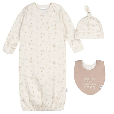 3-Piece Baby Neutral Goose Gown Set-Gerber Childrenswear Wholesale