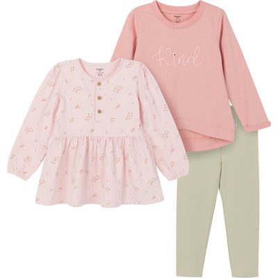 CASE of 3-Piece Toddler Girls Pink Tunics and Leggings-Gerber Childrenswear Wholesale