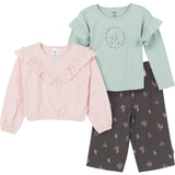 CASE of 3-Piece Toddler Girls Pink/Brown Tops and Pants-Gerber Childrenswear Wholesale