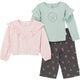 CASE of 3-Piece Toddler Girls Pink/Brown Tops and Pants-Gerber Childrenswear Wholesale