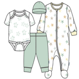 4-Piece Baby Neutral Starry Smiles Set-Gerber Childrenswear Wholesale