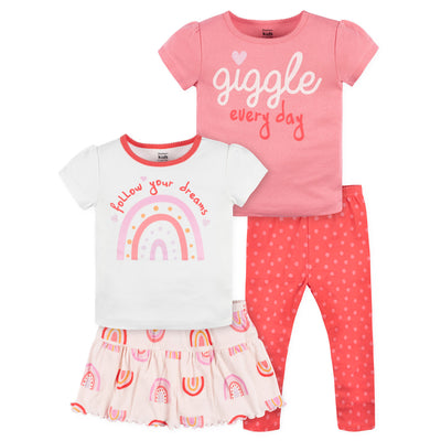 CASE of : 4-Piece Infant Girls Rainbow Tees, Skorts & Pants Set-Gerber Childrenswear Wholesale