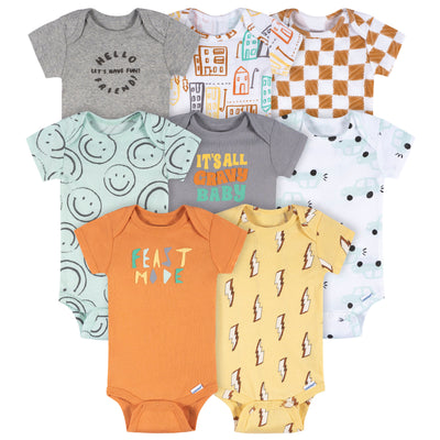 8-Pack Baby Boys Hello Friends Short Sleeve Onesies® Bodysuits-Gerber Childrenswear Wholesale