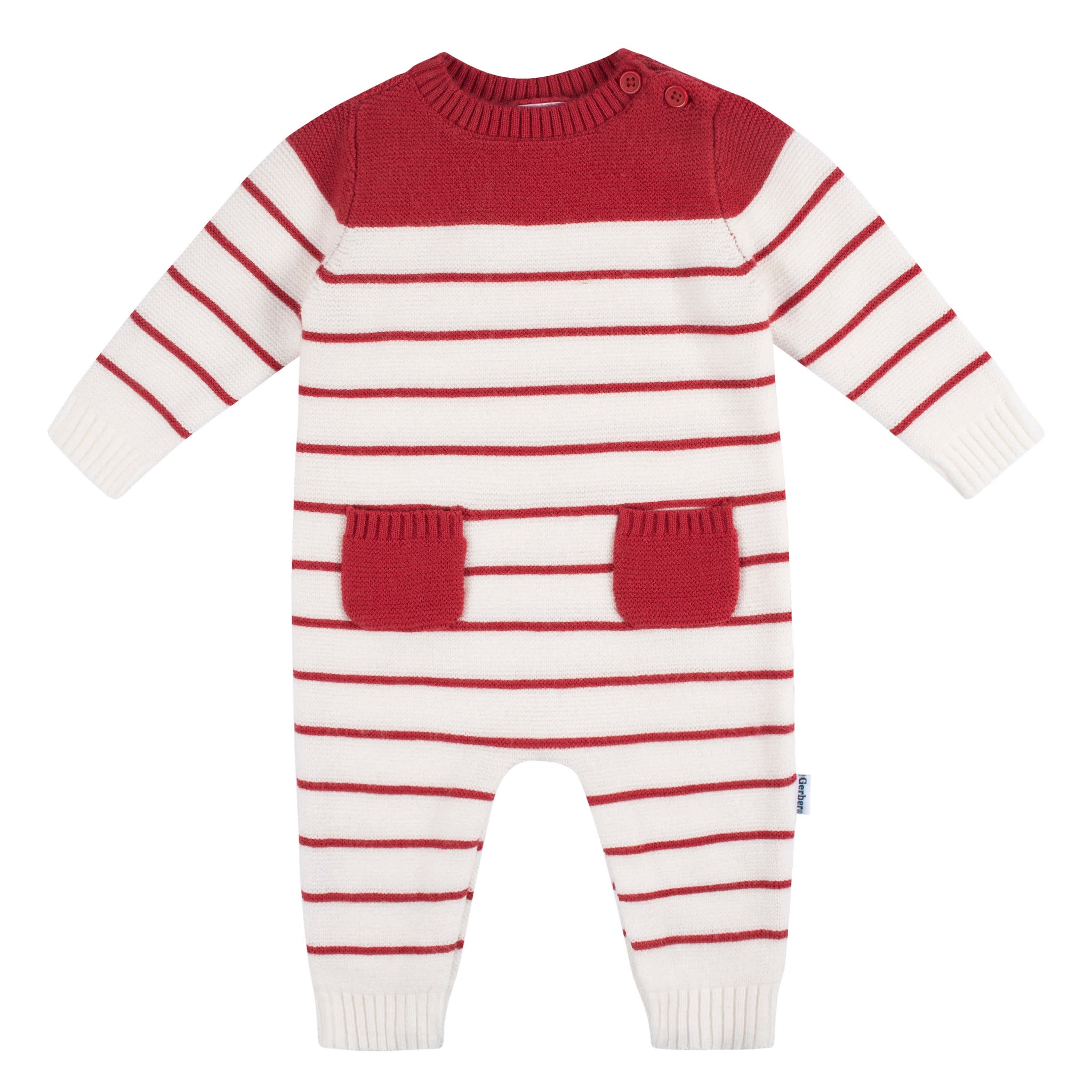 Baby Boys Red & White Romper-Gerber Childrenswear Wholesale