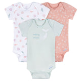 3-Pack Baby Girls She Sells Sea Shells Short Sleeve Onesies® Bodysuits-Gerber Childrenswear Wholesale