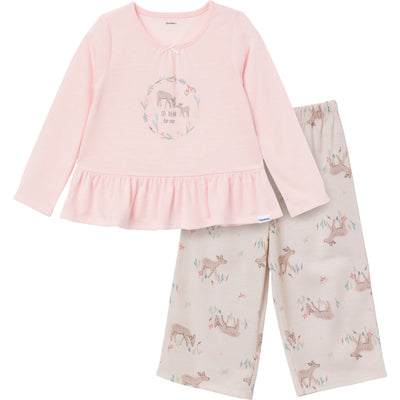 2-Piece Toddler Girls Deer Peplum Pajama Set-Gerber Childrenswear Wholesale