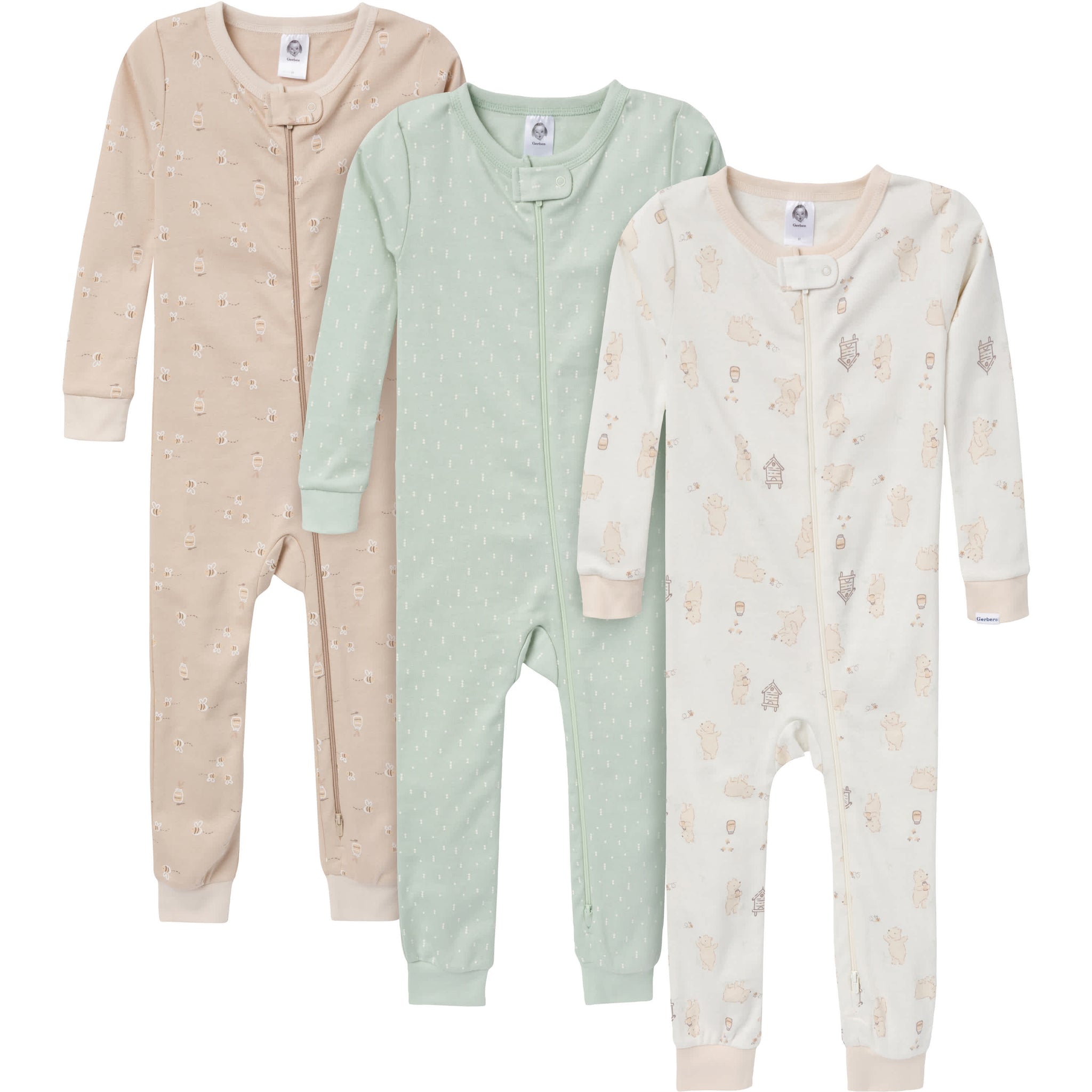 3-Pack Baby & Toddler Neutral Bear Snug-Fitting Footless Pajamas-Gerber Childrenswear Wholesale