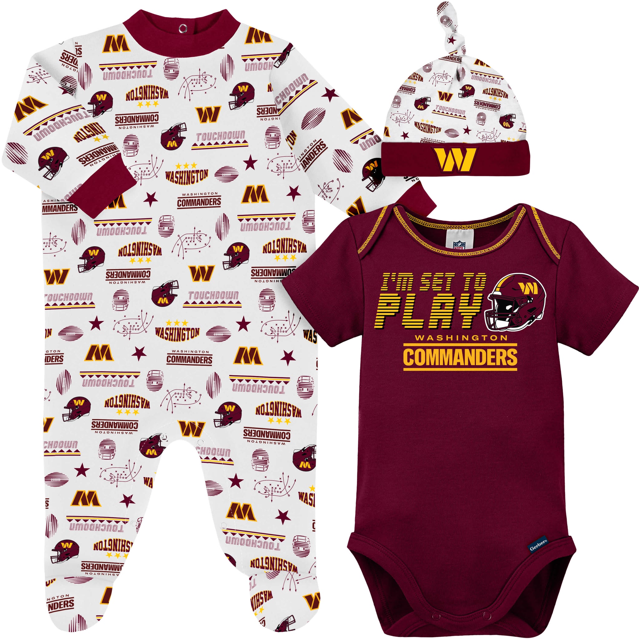 3-Piece Baby Boys Commanders Bodysuit, Sleep 'N Play & Cap Set-Gerber Childrenswear Wholesale