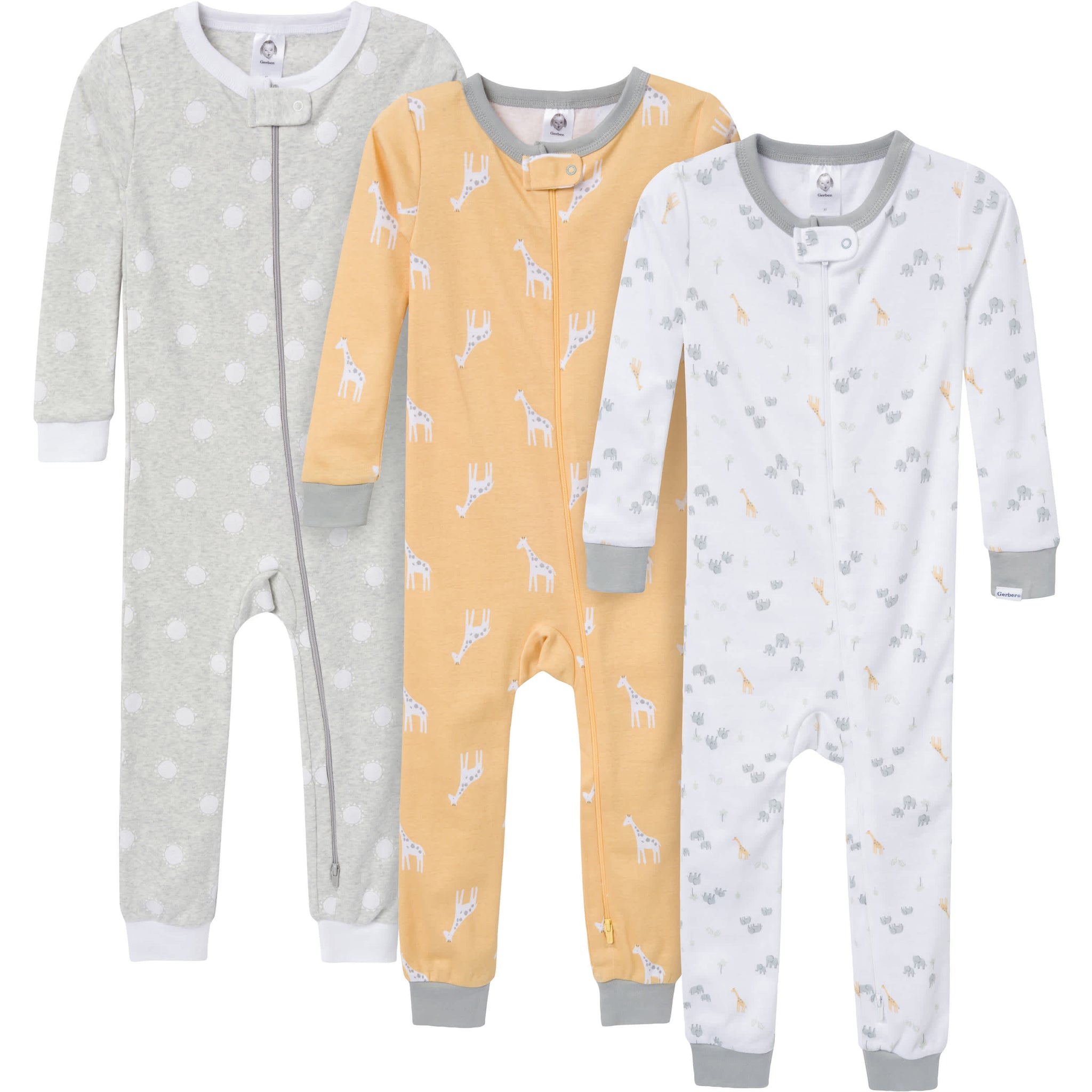 3-Pack Baby & Toddler Neutral Safari Snug-Fitting Footless Pajamas-Gerber Childrenswear Wholesale