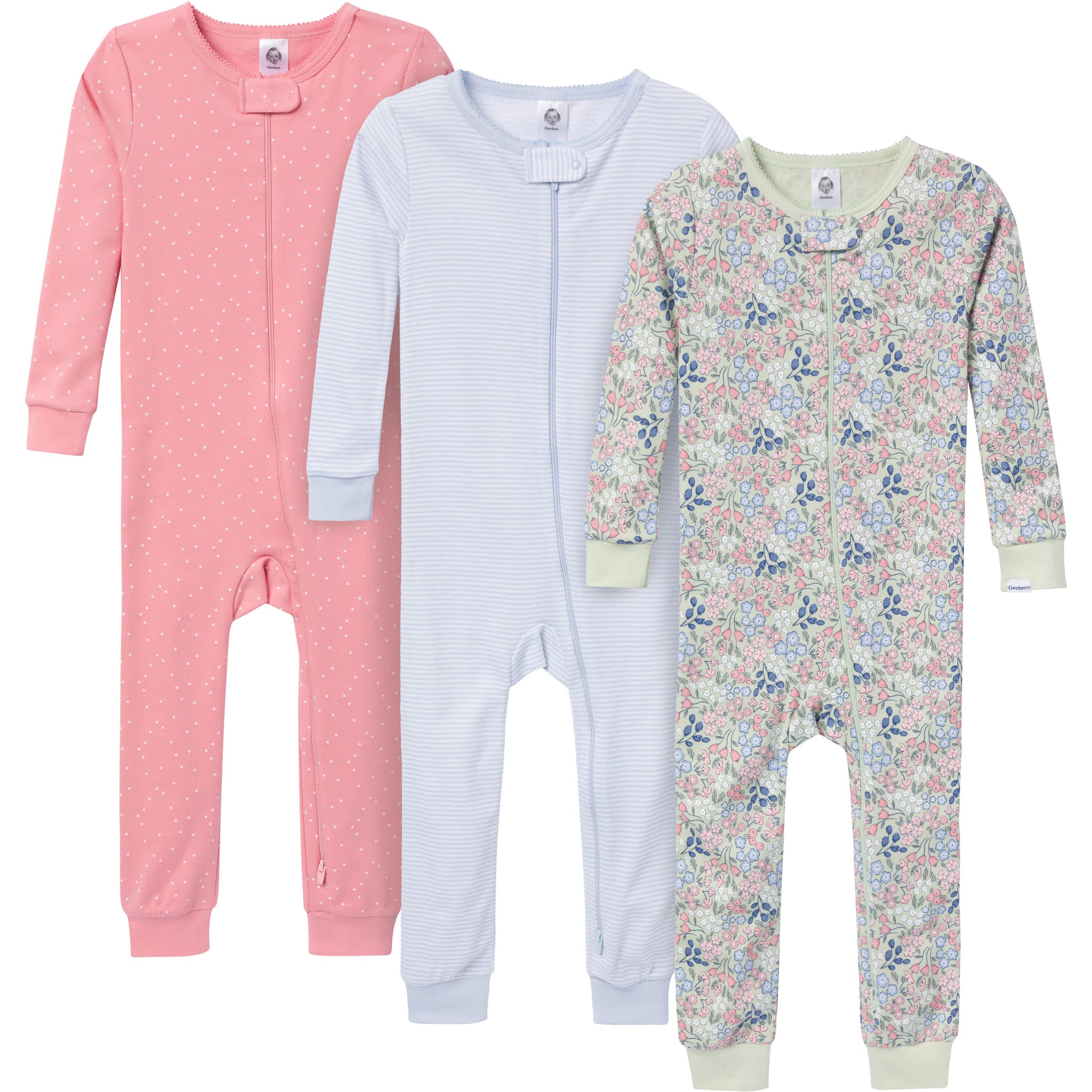 3-Pack Baby & Toddler Girls Ditsy Floral Snug-Fitting Footless Pajamas-Gerber Childrenswear Wholesale