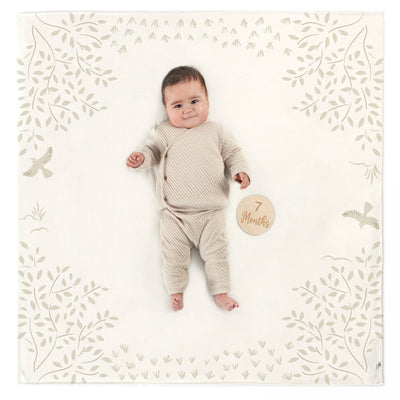 7-Piece Baby Neutral Tan Leaves Birds Milestone Gift Set-Gerber Childrenswear Wholesale