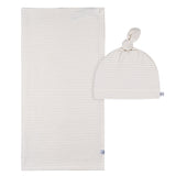 2-Piece Baby Neutral Tan Stripe Swaddle Blanket & Hat Set-Gerber Childrenswear Wholesale