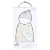 2-Piece Baby Boys Ivory Blue Palms Swaddle Blanket & Hat Set-Gerber Childrenswear Wholesale