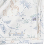 2-Piece Baby Boys Ivory Blue Palms Swaddle Blanket & Hat Set-Gerber Childrenswear Wholesale