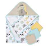 4-Pack Baby Neutral Little Animals Hooded Towel and Washcloths-Gerber Childrenswear Wholesale