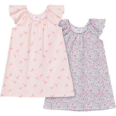 2-Pack Toddler Girls Flamingoes Short Sleeve Nightgowns-Gerber Childrenswear Wholesale