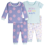 4-Piece Baby Girls Naps Pajamas Sets-Gerber Childrenswear Wholesale
