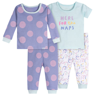 4-Piece Baby Girls Naps Pajamas Sets-Gerber Childrenswear Wholesale