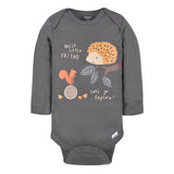 3-Pack Baby Boys Hedgehog Long Sleeve Onesies® Bodysuits-Gerber Childrenswear Wholesale