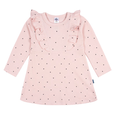 Infant and Toddler Girls Light Pink Dots Dress With Ruffle-Gerber Childrenswear Wholesale