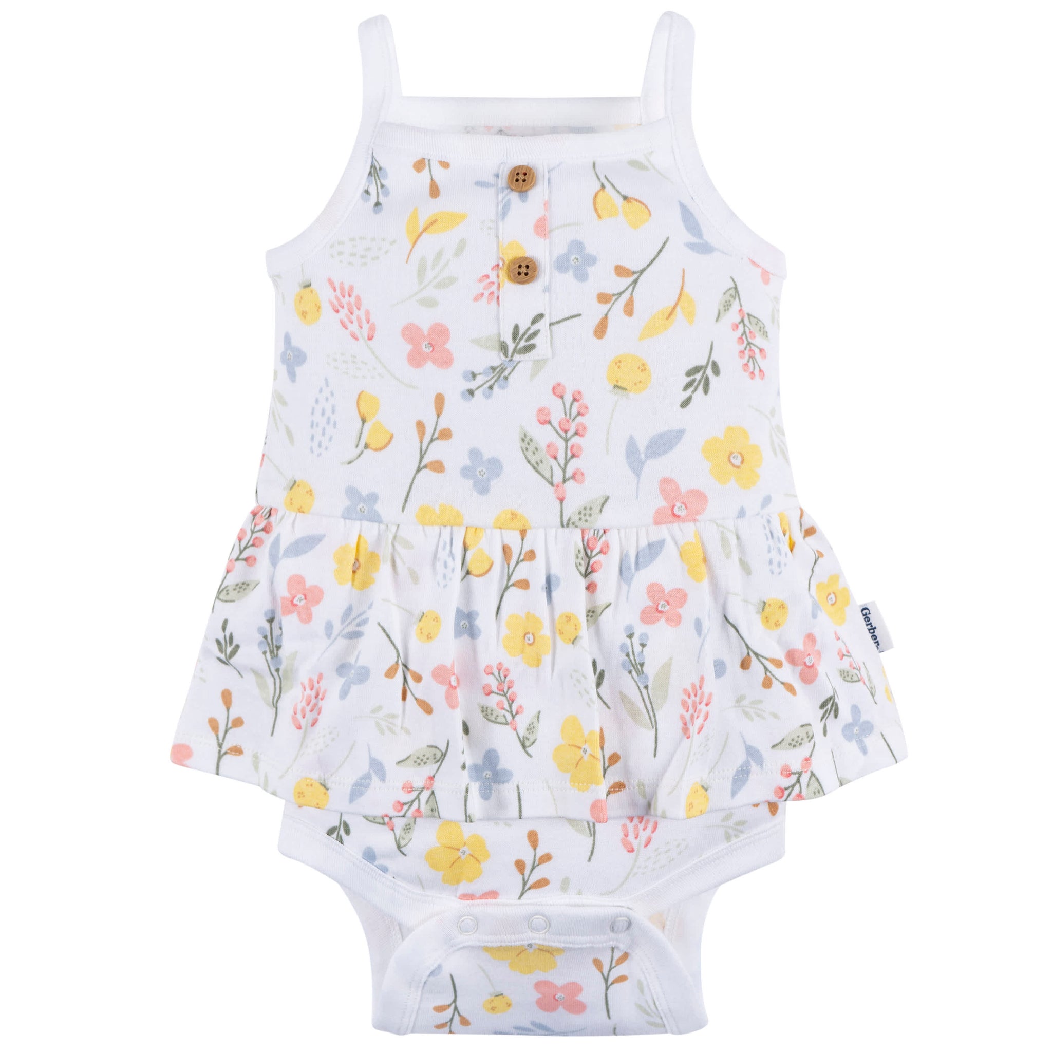 4-Pack Baby Girls White Floral Sleeveless Onesies® Bodysuits-Gerber Childrenswear Wholesale