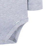 5-Pack Baby Grey Heather Premium Long Sleeve Lap Shoulder Onesies® Bodysuits-Gerber Childrenswear Wholesale