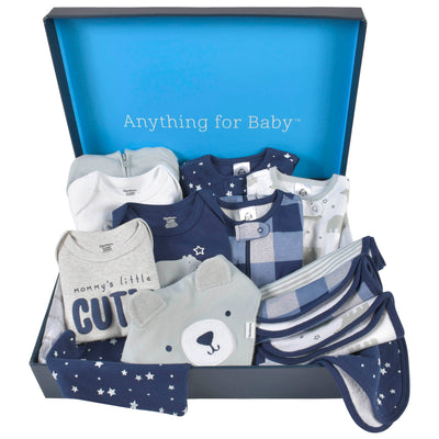 14-Piece Baby Boys Blue Playwear Gift Set-Gerber Childrenswear Wholesale