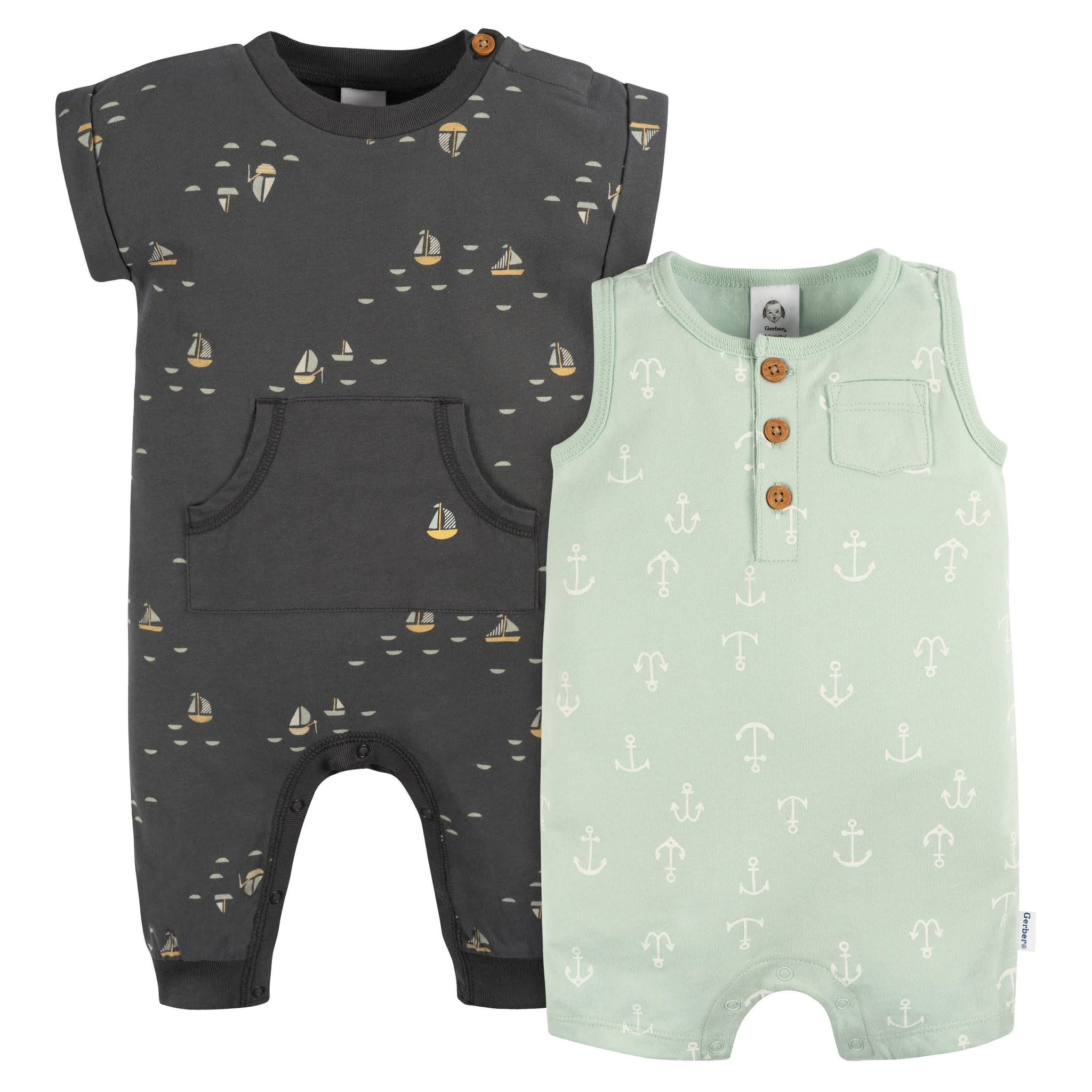 2-Pack Baby Boys Nautical Romper-Gerber Childrenswear Wholesale