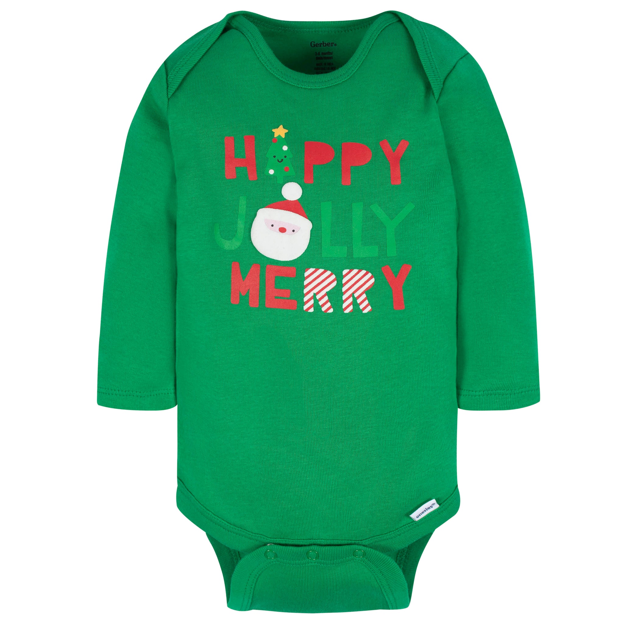 3-Pack Baby Neutral Happy Jolly Long Sleeve Onesies® Bodysuits-Gerber Childrenswear Wholesale