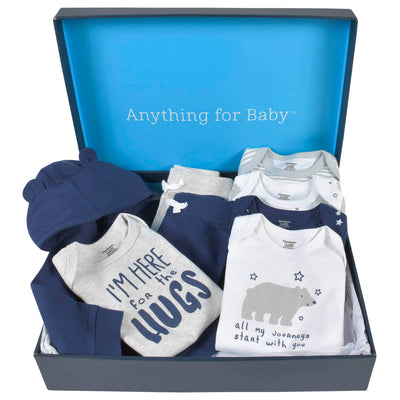 8-Piece Baby Boys Blue Playwear Gift Set-Gerber Childrenswear Wholesale