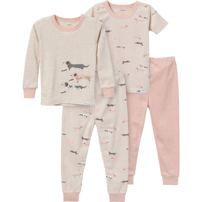 4-Piece Infant & Toddler Neutral Dog Pajamas Set-Gerber Childrenswear Wholesale