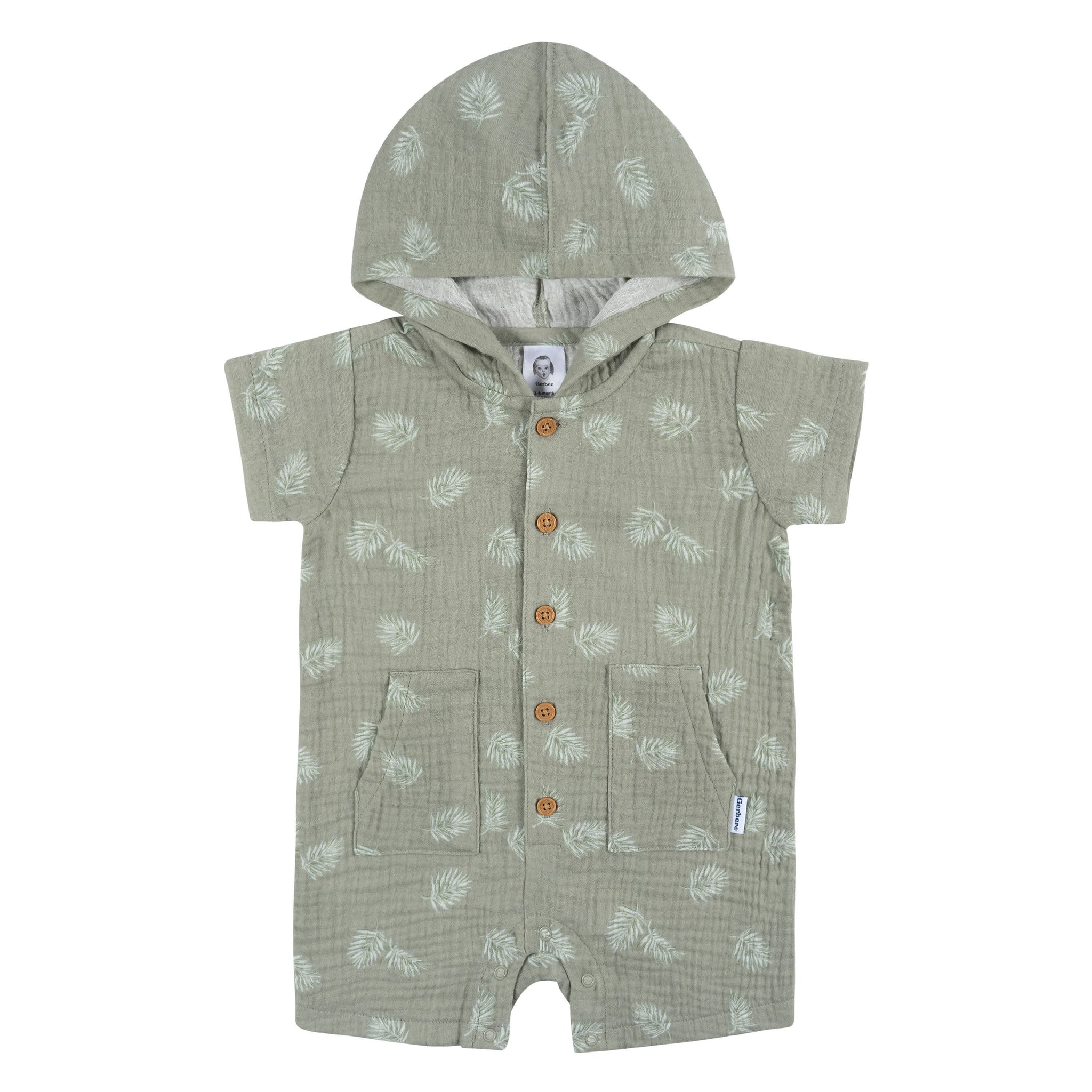Baby Boys Palms Hooded Romper-Gerber Childrenswear Wholesale