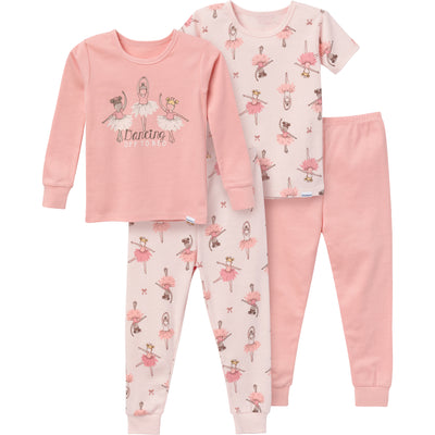 4-Piece Infant & Toddler Girls Ballerinas Pajamas Set-Gerber Childrenswear Wholesale