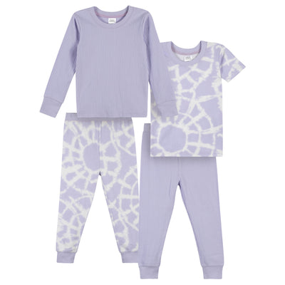 4-Piece Infant & Toddler Girls Tie Dye Dots Snug Fit Pajamas-Gerber Childrenswear Wholesale