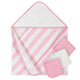 4-Piece Baby Girls Striped Pink Personalized Hooded Towel & Washcloths Set-Gerber Childrenswear Wholesale