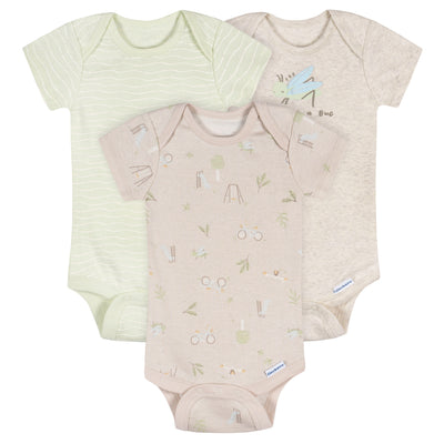 3-Pack Baby Neutral Park Life Short Sleeve Onesies® Bodysuits-Gerber Childrenswear Wholesale