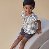 Infant & Toddler Girls Dark Grey Smocked Wide Leg Shorts-Gerber Childrenswear Wholesale