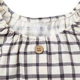 Infant & Toddler Girls Dark Grey Plaid Ruffle Sleeve Top-Gerber Childrenswear Wholesale