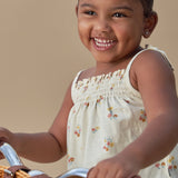 Infant & Toddler Girls Light Beige Flowers Smocked Sleeveless Top-Gerber Childrenswear Wholesale