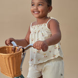 Infant & Toddler Girls Light Beige Flowers Smocked Sleeveless Top-Gerber Childrenswear Wholesale