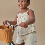 Infant & Toddler Girls Light Beige Smocked Wide Leg Shorts-Gerber Childrenswear Wholesale