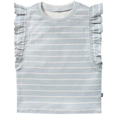 Infant & Toddler Girls Light Blue Stripe Ruffle Sleeveless Top-Gerber Childrenswear Wholesale