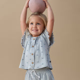 Infant & Toddler Girls Light Blue Wide Leg Shorts-Gerber Childrenswear Wholesale