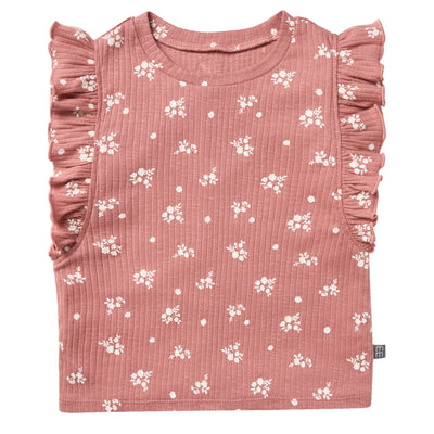Infant & Toddler Girls Medium Rose Floral Ruffle Sleeveless Top-Gerber Childrenswear Wholesale