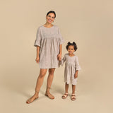 Infant & Toddler Girls Tan Floral Gauze Dress-Gerber Childrenswear Wholesale