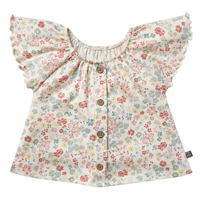 Toddler Girls Ivory Garden Ruffle Sleeve Top-Gerber Childrenswear Wholesale