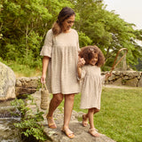 Women Tan Floral Gauze Dress-Gerber Childrenswear Wholesale