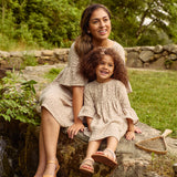 Women Tan Floral Gauze Dress-Gerber Childrenswear Wholesale