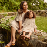 Women Tan Floral Gauze Dress-Gerber Childrenswear Wholesale