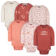 6-Pack Baby Girls Leaves Long Sleeve Onesies® Bodysuits-Gerber Childrenswear Wholesale